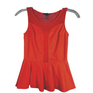 Aqua Shirt Womens Small Orange Peplum Top Sexy Chic Y2K Mesh Partywear Cocktails